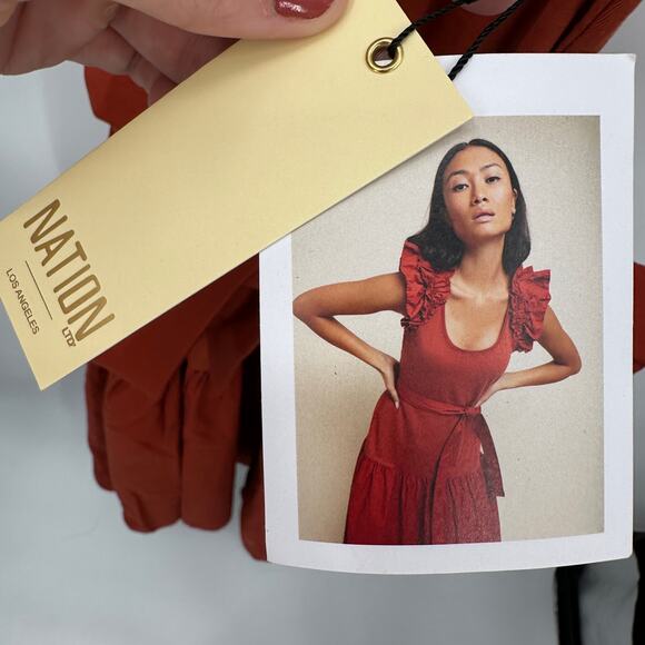 NATION LTD x Evereve NWT Everleight Dress in Cayenne // S - Picture 11 of 15